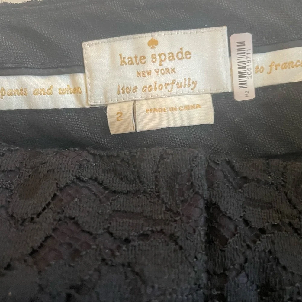 Kate Spade Black Ankle Pants Lace Trousers Size 2 Cigarette Leg Career Pants